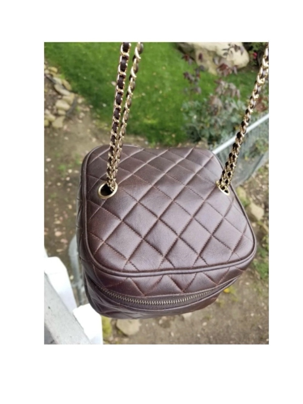 Chanel Quilted CC Embossed Leather Crossbody - Dark Brown - Picture 9 of 10